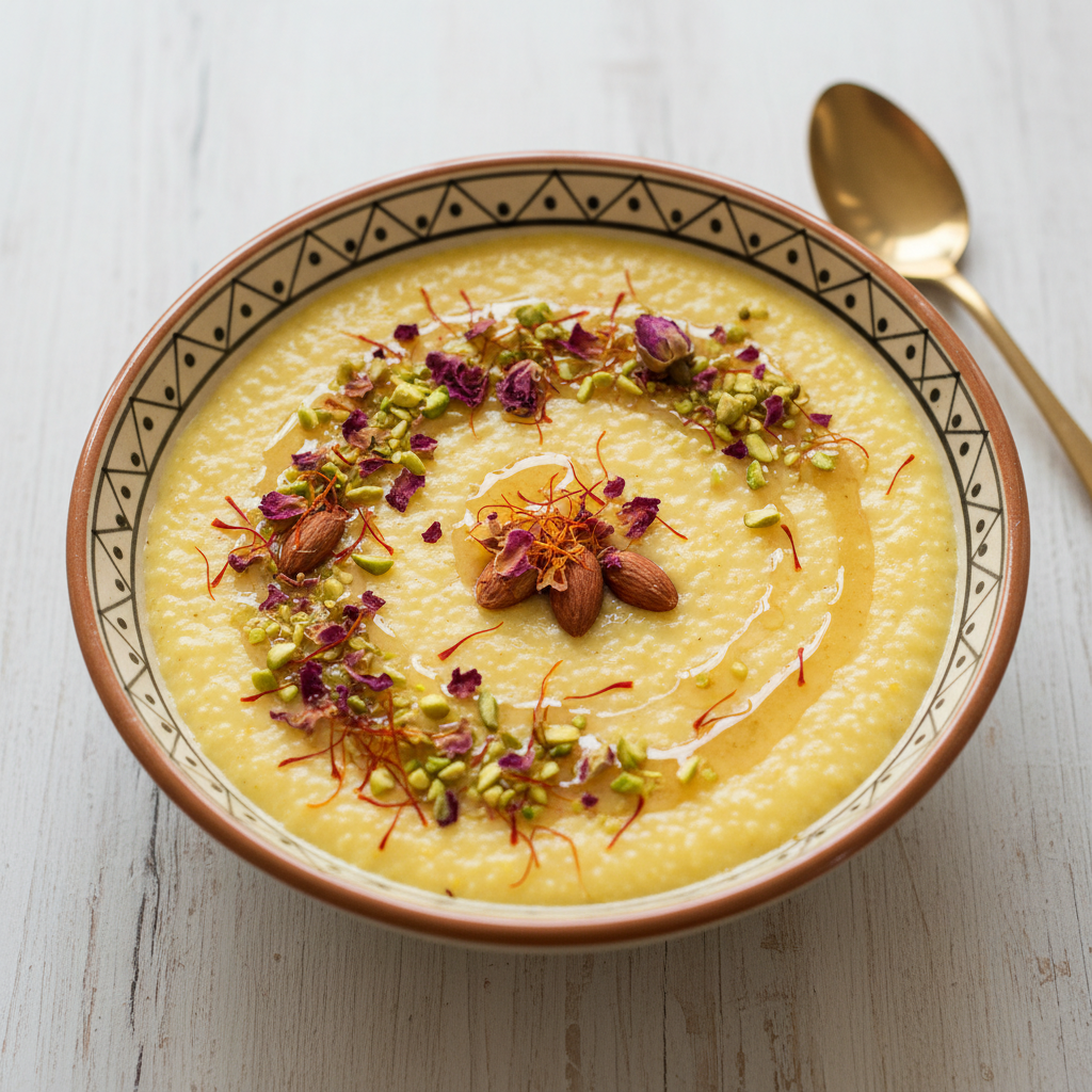 Emirati Rice Gluten-Free Emirati Saffron Rice Pudding (Muhalabiya) | Safe Plated ...